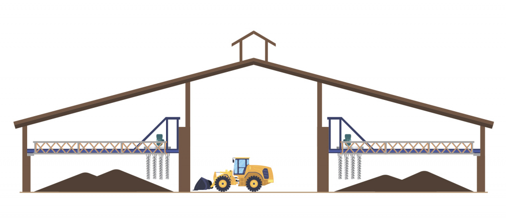 Туннельно-шнековая система компостирования схема внутри