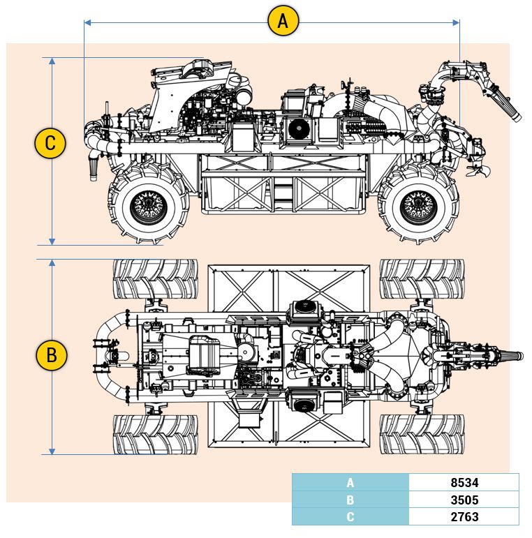 Габаритные размеры мешалки амфибии Nuhn